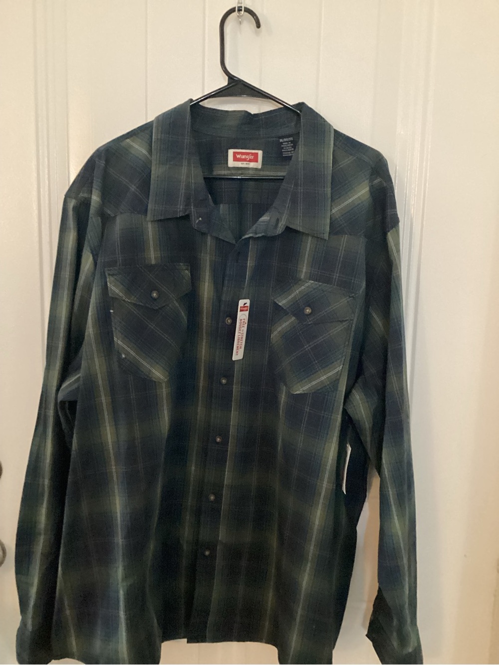 Wrangler Dark Green Plaid Snap-Front Western Shirt #plaid #western